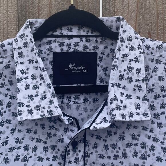 Take 50% OFF- Amedeo Men’s Short-sleeved Button Down Shirt, Size-5XL - Picture 4 of 9